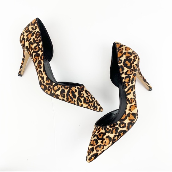 White House Black Market Shoes - WHBM Ella Leopard Print Haircalf D’Orsay Heels Pumps SIZE 8